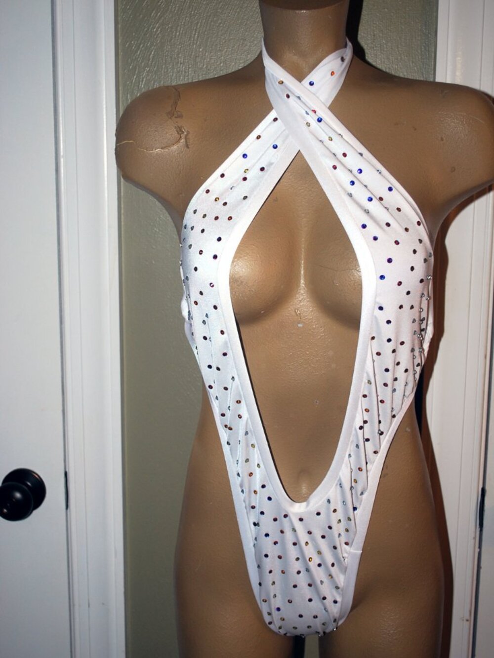 Exotic Dancewear Sexy One Piece Size rhinestone costume rave